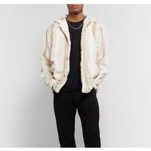 NOON GOONS FUR HOODED JACKET IN NEUTRALS Size XS Unisex Men Women